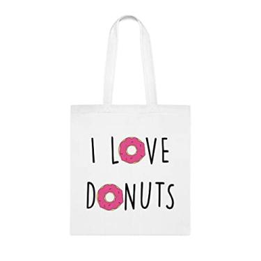 Imagem de Sacola de donuts, sacola I Love Donuts, presente de donuts, bolsa de ombro de donuts, sacos reutilizáveis de donuts, ideia de presente de cesta de Natal de aniversário, Branco