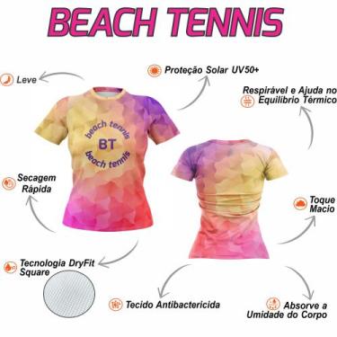 Imagem de Camiseta Beach Tênis Feminina Proteção Uv Modelo Pink Marca Pigmento S