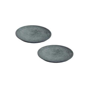 Imagem de Kit 2 Pratos Raso Redondo Pedra Sabão Sobremesa e Bolos 30cm