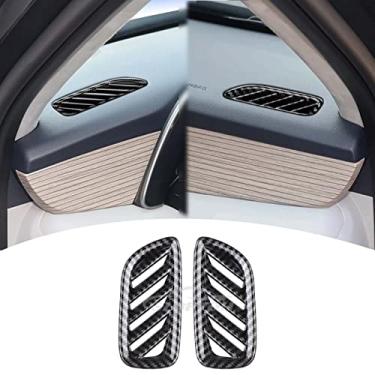 Imagem de GZBFTDH Acessórios de carro, compatível para Hyundai Palisade 2023 estilo fibra carbono lateral ar condicionado saída ventilação guarnição estrutura, tampa ventilação ar AC direita esquerda