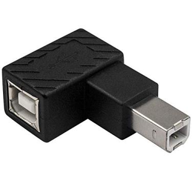Imagem de Duttek Adaptador USB B 2.0, adaptador de cabo de impressora tipo B USB 2.0, ângulo reto USB B 2.0 macho para fêmea para impressora cabo de extensão curto para impressora, scanner, HDD móvel e mais