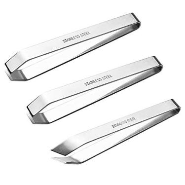 Imagem de 3 pinças tipo espinha de peixe, 2 pinças planas e 1 inclinadas, ferramenta de remoção de alicates maxin para remover espinhas de peixe, agulhas feitas, escamas