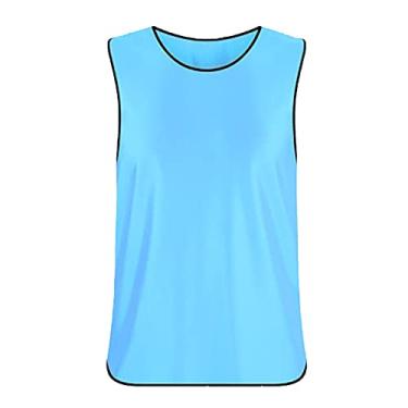 Imagem de Coletes sem mangas Scrimmage camisas de grupo de basquete respiráveis futebol treinamento equipe camisas de futebol pinnies para homens mulheres 6 peças, azul, tamanho grande