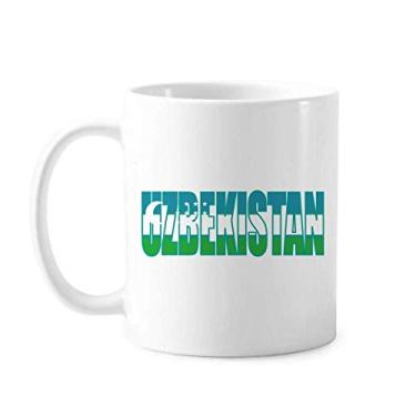Imagem de Caneca com nome da bandeira do país do Uzbequistão cerâmica xícara de porcelana de café louça