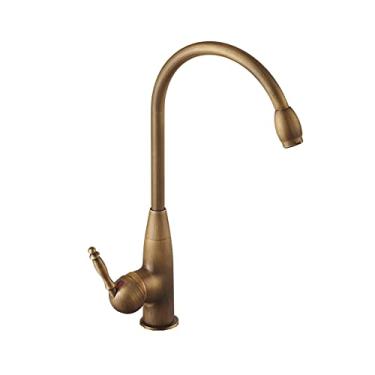 Imagem de LIDON Torneira de cozinha de latão torneira de cozinha vintage torneira de pia de cozinha banheiro 1 furo latão torneira de cozinha antiga torneira de cozinha 360° giratória para cozinha, antigo A (cor: antigo A)
