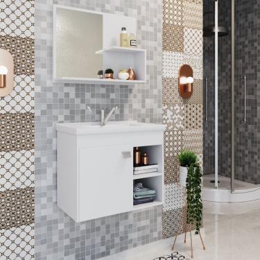 Imagem de Conjunto para Banheiro com Cuba 1 Porta Bia MGM Móveis - Branco