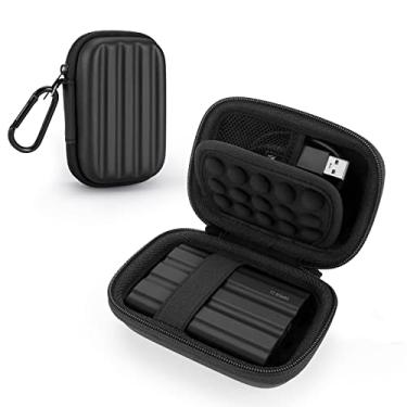 Imagem de YINKE Estojo de transporte compatível com Samsung T7 Shield/T7/T7 Touch SSD portátil USB 3.2 1TB, 2TB, 500GB, capa protetora de armazenamento de viagem portátil EVA rígida (preto)