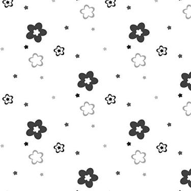 Imagem de Papel de Parede Preto Floral para Quarto 57x270cm