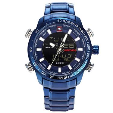 Imagem de Relógio Masculino Naviforce NF9093 BEBE Pulseira em Aço Inoxidável – Azul e Preto