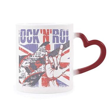 Imagem de Caneca de pedra guitarra Inglaterra Country Flag Reino Unido sensível ao calor mudança de cor vermelha