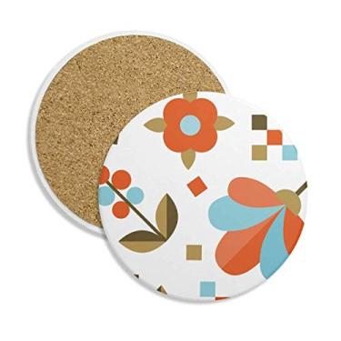 Imagem de Porta-copos de cerâmica Pixel Flower Flower Plant Paint Porta-copos com pedra absorvente para bebidas, presente de 2 peças