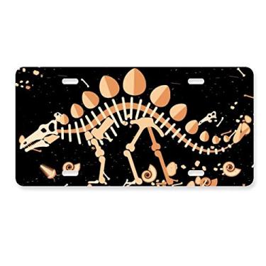 Imagem de DIYthinker Placa de licença de estegossauro grande grama de dinossauro, decoração de aço inoxidável para automóveis
