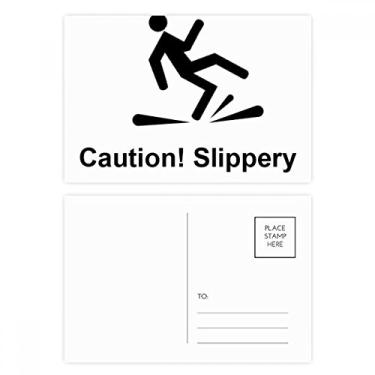Imagem de Cartão postal Caution Slippery Black Symbol Cartões de felicitações de aniversário