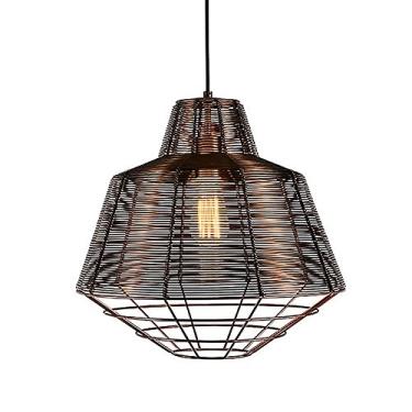 Imagem de Pendente Em Metal Na Cor Preta, Com Alumínio Na Cor Marrom, Capa Do Soquete Cobre, Com Soquete 1xe27, Com Potência Máxima De 40w, Medindo 40x38cm New Line 110v