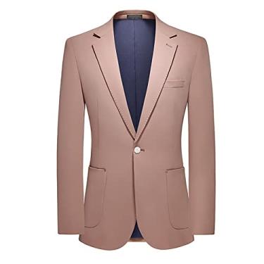 Imagem de Terno masculino blazer jaqueta, smoking slim fit, vestido de um botão, casaco esportivo de negócios para festa, rosa, 3GG (56)