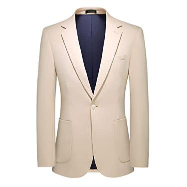 Imagem de Jaqueta blazer masculina, jaqueta de smoking slim fit com um botão, terno esportivo de negócios para festa, damasco, M 48)