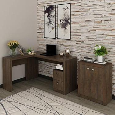 Imagem de Conjunto Home Office 2 Peças com 1 Mesa para Escritório em L e 1 Balcão Espresso Móveis