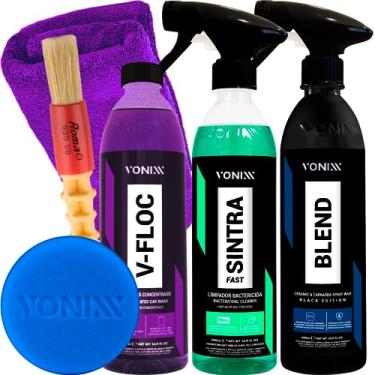 Imagem de Kit Shampoo V-Floc pH Neutro Cera Blend Black Spray Sintra Fast Vonixx