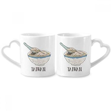 Imagem de Cold Drink Ice Food Taiwan Casal Canecas Cerâmica Amante Copos Coração Alça 355 ml Presente