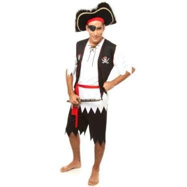 Fantasia De Pirata Masculino Adulto Cosplay Caribe Jack Luxo