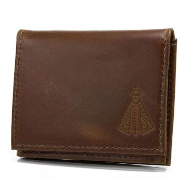 Imagem de Carteira Em L Couro Alta Qualidade Porta Cartao Documentos Cedulas Estampa Nossa Senhora Aparecida