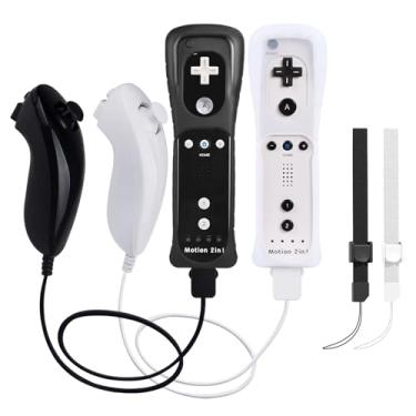 Imagem de 2 Pack Wii Controllers with Motion Plus, includes Black and White Wii Remotes and Wii Nunchucks