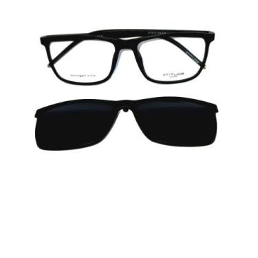 Imagem de Armação De Óculos Atitude Clip On Attach Square T01 Cinza Translúcido