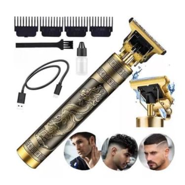 Imagem de Máquina de Cortar Cabelo e Barbear Recarregável Sem Fio Dragão T-Blade YT-10
