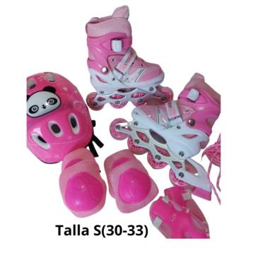 Imagem de Patins em linha More Protection rosa tamanho S com capacete e almofadas
