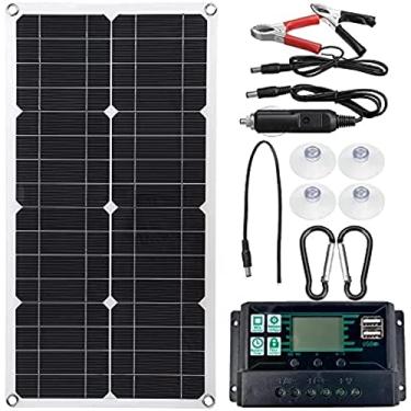 Imagem de Kit de painel solar, painéis solares monocristalinos de 250 W 500 W com controlador 10A/20A/30A, USB duplo, para casa ao ar livre, carro, trailer, barco, trailer e carregamento de baterias
