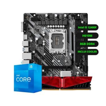 Imagem de Kit Upgrade Intel Core i5 12400F Placa Mãe H610M Memoria Ram 8GB DDR4 Com Dissipador