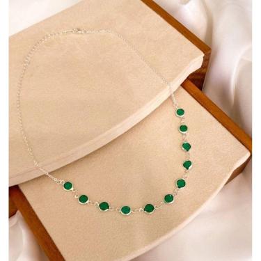 Imagem de Colar Choker Tiffany Ponto de Luz Pedras Cristais Folheado a Prata gargantilha Prateado Tifany Tendência Moda Feminina