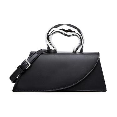 Imagem de Bolsa tiracolo pequena prata Y2K bolsa noturna feminina - Hobo Shoulder Tote Bag 2025, B Preto, One Size