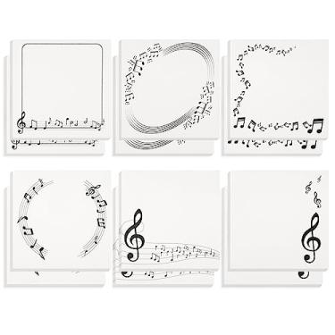 Imagem de 12 pacotes de notas adesivas fofas engraçadas blocos de notas adesivas com tema de música Postits bloco de notas blocos de lembretes para professores presentes escolares materiais de escritório (7,5 x 7,6 cm, 600 folhas)