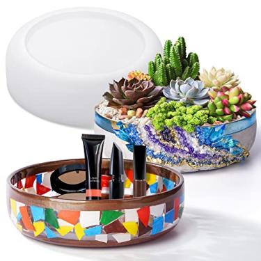 Imagem de LET'S RESIN Moldes grandes de epóxi, 20 cm para vasos de suculentas, moldes redondos de silicone para fundição de resina, gesso, cimento de concreto, joias DIY, recipiente de armazenamento de