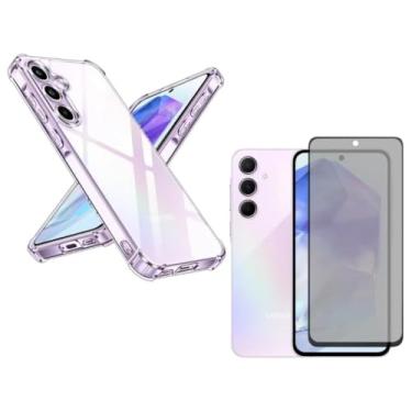 Imagem de Capa Capinha Anti Impacto + Película Privacidade 3D Compatível Com Samsung Galaxy A55 5G - (Bluepink)