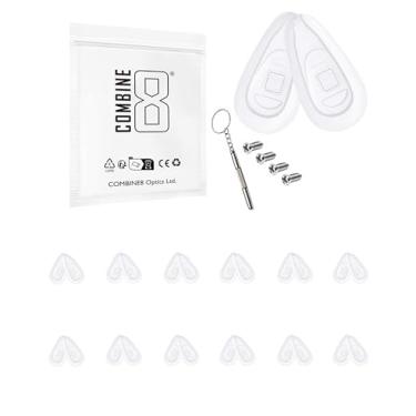 Imagem de Combine8 Almofadas de nariz para óculos, 12 pares de almofadas de nariz de silicone macio em forma de lágrima transparente com 1 chave de fenda e 4 parafusos para placa de superfície OX5132/Plier