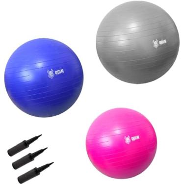 Imagem de Kit Bola Su??a de Pilates Fisioterapia 55cm 65cm 75cm Azul Cinza e Rosa Odin Fit
