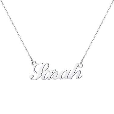 Imagem de Hidepoo Colar com nome personalizado – Colar com pingente de nome de aço inoxidável, corrente delicada com nome de letra, joias personalizadas, presentes para mulheres, Metal