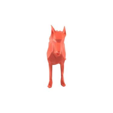 Imagem de Doberman Em Pé Low Poly Cachorro Pet Decoração 3D Vermelho