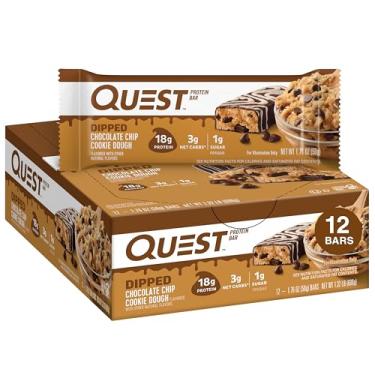 Imagem de Barrinha de Proteína Quest Protein Bar 12uni | 17g de Proteínas | Sabor Dipped Cookies Chip Dough