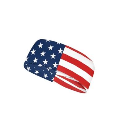 Imagem de Psaytomey Bandanas femininas com estampa da bandeira americana, acessórios de cabelo, pacote com 5 faixas de cabelo para mulheres, esportivas, masculinas, cabelo longo
