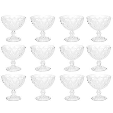 Imagem de Jogo 12 Taças Diamond  Lyor Sobremesa 250ml Vidro Transparente Tigela Pote Doces
