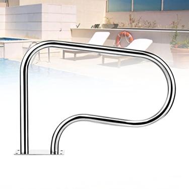 Imagem de Corrimão para deck de piscina, trilho guia de piscina com base de montagem rápida, trilhos de mão antiderrapantes de 3 dobras para spa, piscina enterrada