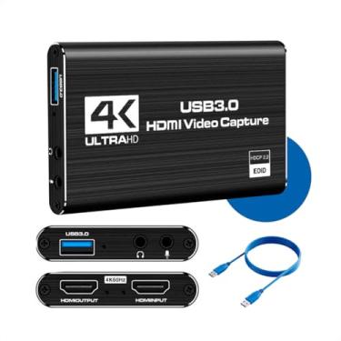 Imagem de Placa de Captura de Vídeo Hdmi 4K Usb 3.0 Full Hd 1080p 60 FPS com Áudio para Xbox PS5 PS4 Nintendo Switch Celular para live streaming gravação transmissão captura de áudio hdmi