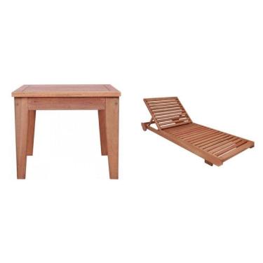 Imagem de Conjunto Espreguiçadeira Roma e Mesa de Centro Roma Cedro Rosa Madeira
