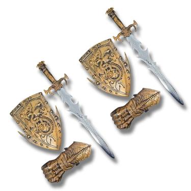 Imagem de 2 Kits Medieval Espada Escudo Manopla de combate Infantil