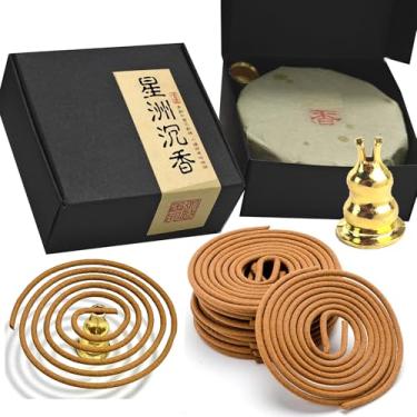 Imagem de AMASSIVEROCK Bobinas de Agarwood Incenso (20 peças) Espiral Incenso Bobina Incenso Titular Queimador, Bobinas de Incenso Chinês Natural Design Espiral para Presentes Premium de Longa Duração