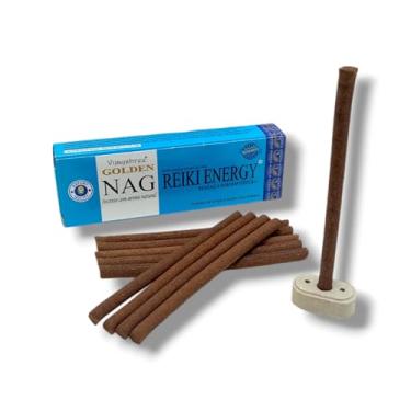 Imagem de Incenso Golden Nag Reiki Energy Dhoop Tibetano sem vareta - 10 sticks + incensário