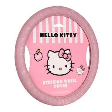 Imagem de Capa de volante de carro rosa Hello Kitty da Sanrio, ajuste universal, acessórios de carro fofos para mulheres, presentes de decoração elegante, acessórios Hello Kitty - Serve para rodas padrão de